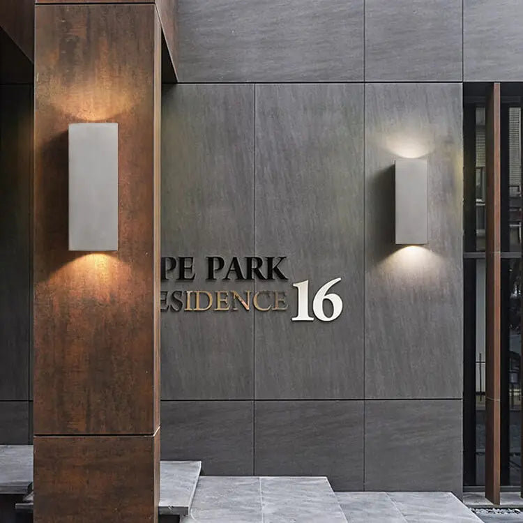 Industrial Cement Square Outdoor 1-Light Waterproof Wall Sconce Lamp Cuvalon