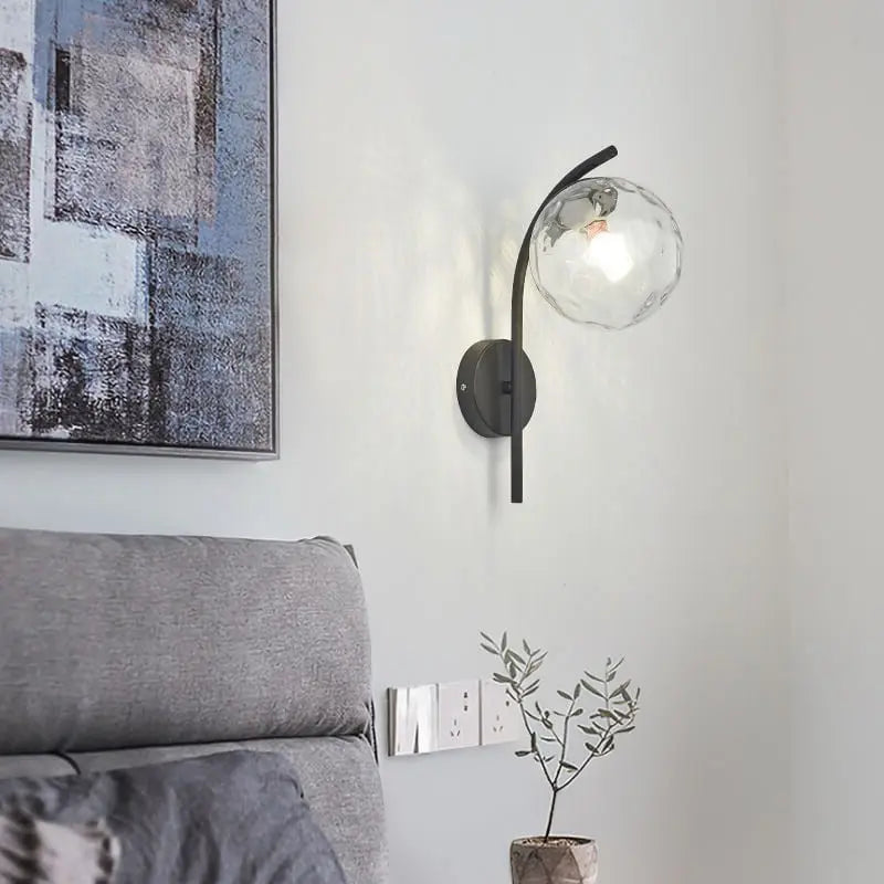 Nordic Arc Glass Globe 1-Light  Wall Sconce Lamp Cuvalon