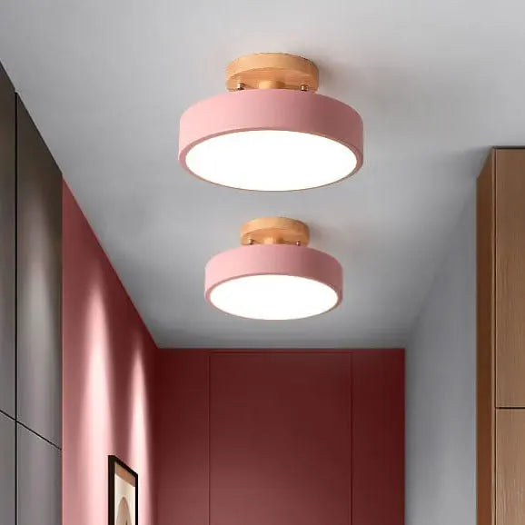 Nordic Log Round LED Semi-Flush Mount Ceiling Light Cuvalon