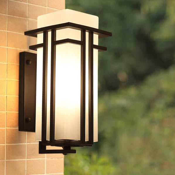 Modern Glass Square Iron 1-Light Waterproof Outdoor Wall Sconce Lamp Cuvalon