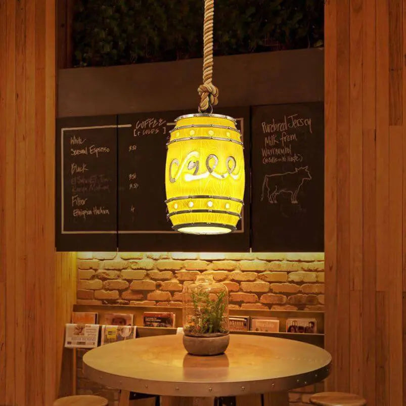 Vintage Wine Barrel Resin 1-Light Pendant Light Cuvalon