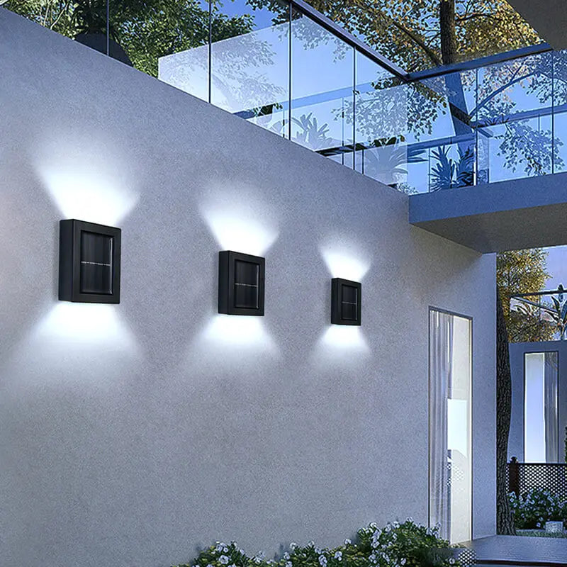 Solar Square Up and Down Lighted LED Outdoor Waterproof Garden Wall Sconce Lamp Cuvalon