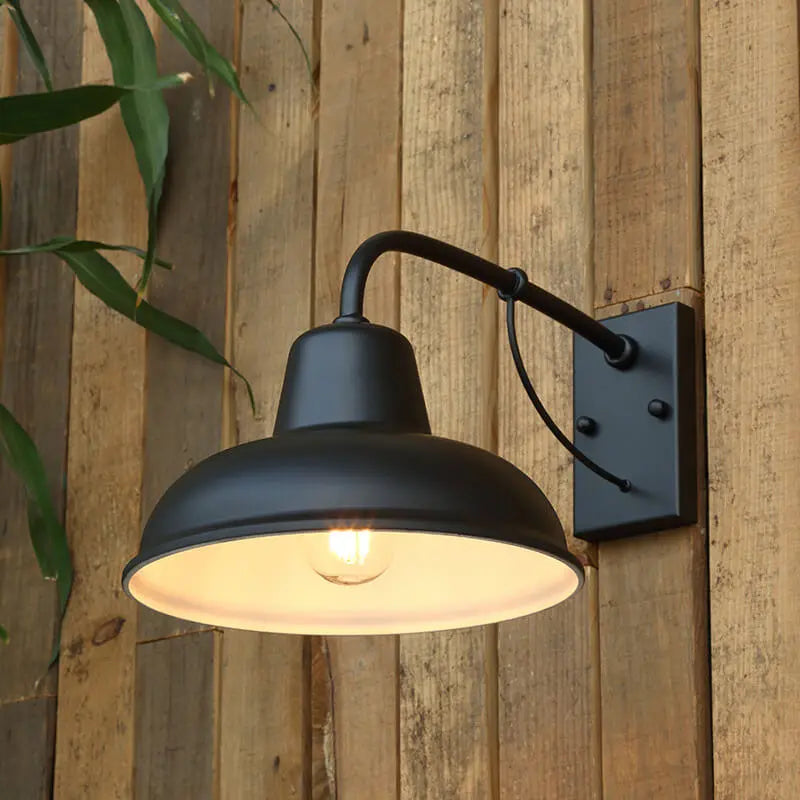 Vintage Iron Barn Waterproof Outdoor 1-Light Wall Sconce Lamp Cuvalon