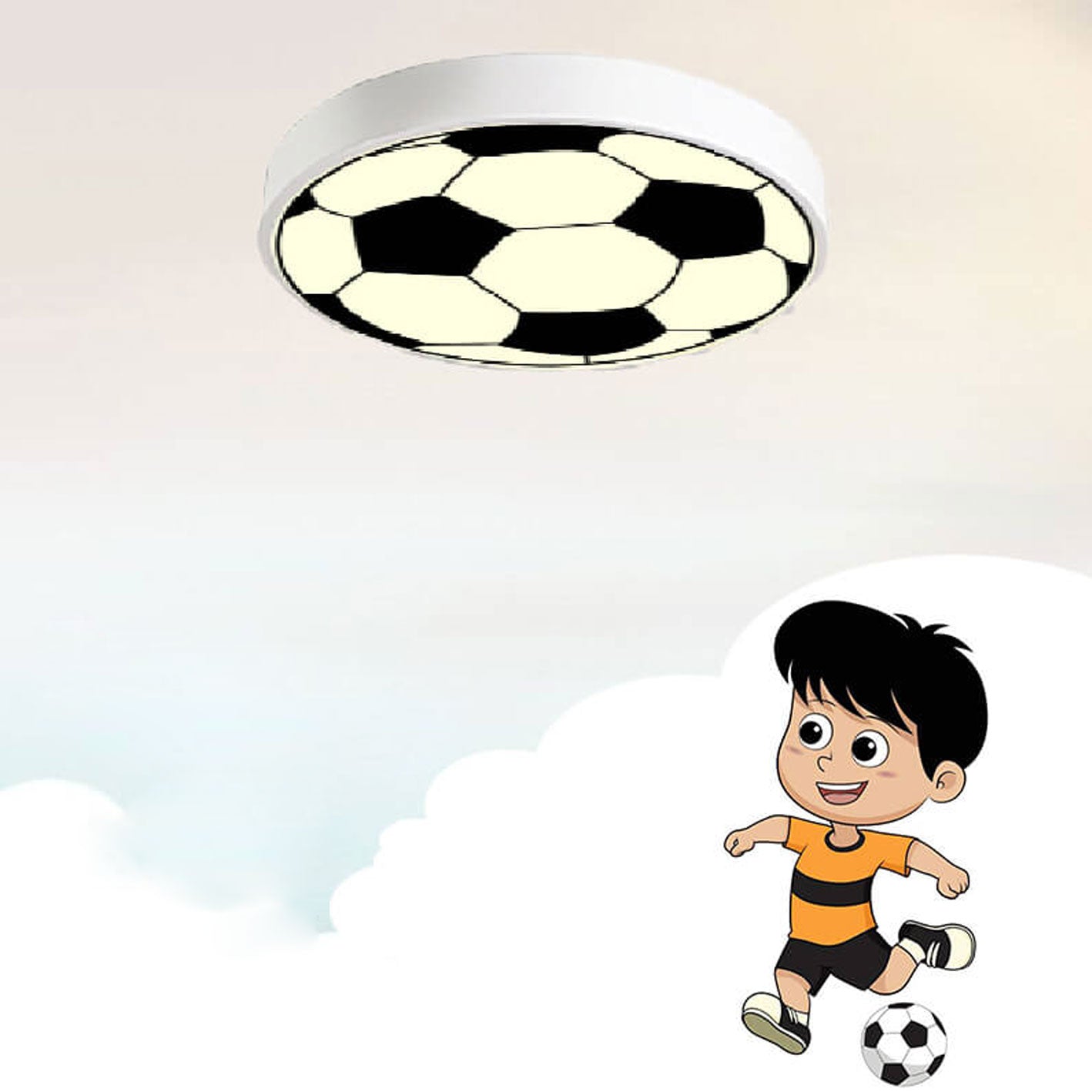 Cartoon Creative Round Football LED Kids Flush Mount Ceiling Light Cuvalon