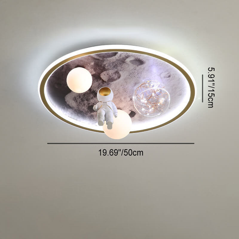 Children Creative Cartoon Astronaut Moon Acrylic LED Kids Flush Mount Ceiling Light Cuvalon