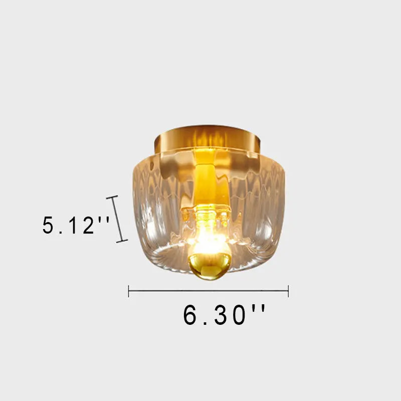 Modern Luxury Glass Sun Shape Full Copper Dual Purpose 1-Light Flush Mount Light Cuvalon