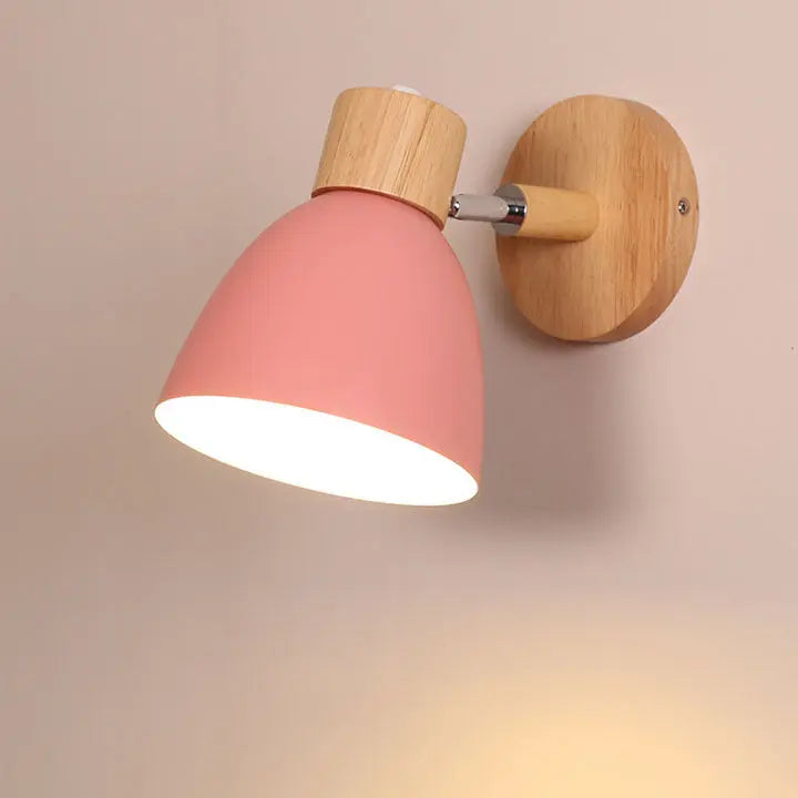 Modern Minimalist Solid Color Macaron Iron Wood 1-Light Wall Sconce Lamp Cuvalon