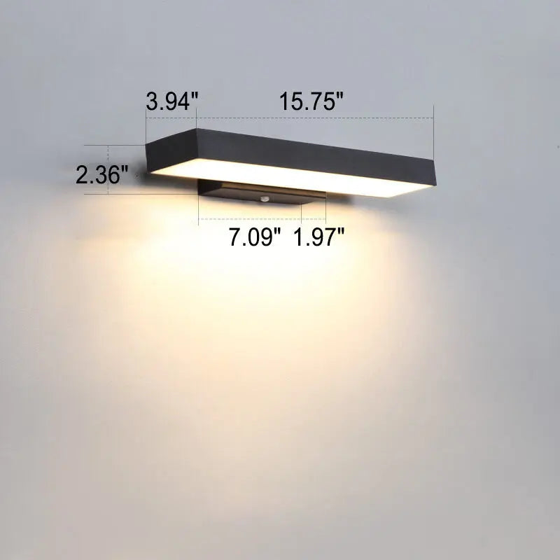 Modern Minimalist Rectangular Flat LED Sensor Outdoor Waterproof Wall Sconce Lamp Cuvalon