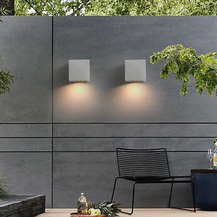 Industrial Cement Square Outdoor 1-Light Waterproof Wall Sconce Lamp Cuvalon