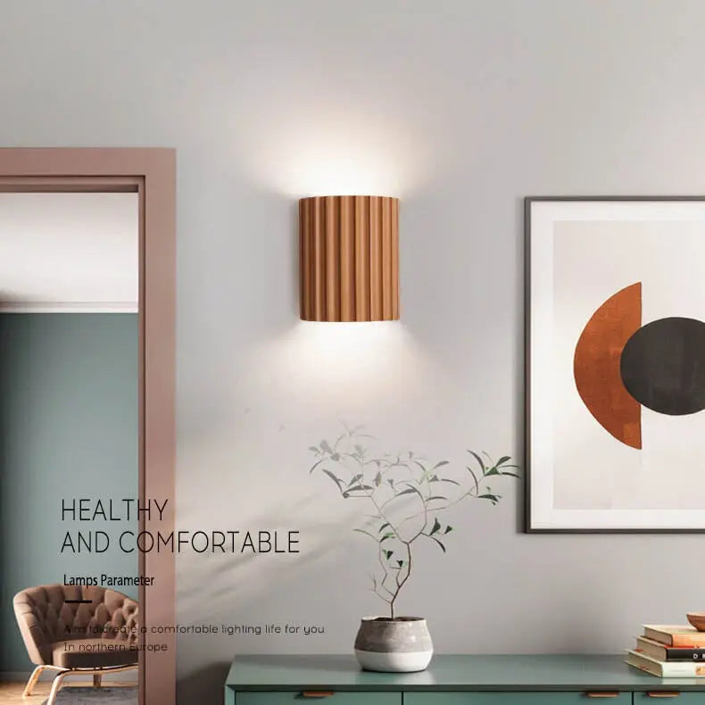 Macaron Resin Striped Half Cylinder 1-Light Wall Sconce Lamp Cuvalon
