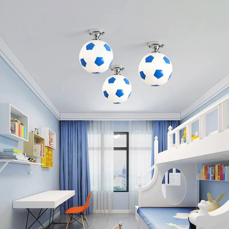 Creative Basketball Soccer Glass 1-Light Semi-Flush Mount Ceiling Light Cuvalon