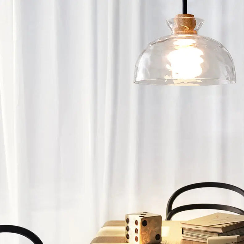 Nordic Clear Rippled Glass Shaded 1-Light Pendant Light Cuvalon