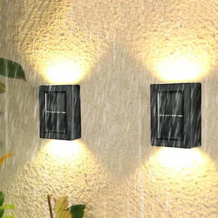 Solar Square Up and Down Lighted LED Outdoor Waterproof Garden Wall Sconce Lamp Cuvalon