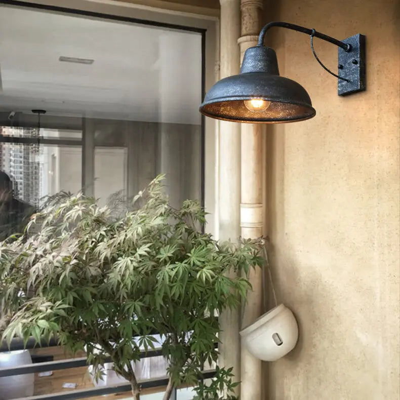 Vintage Iron Barn Waterproof Outdoor 1-Light Wall Sconce Lamp Cuvalon
