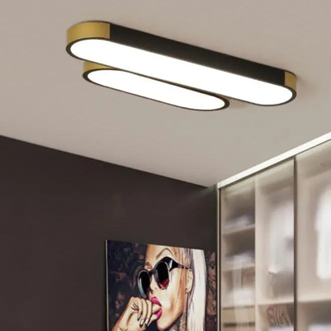 Modern Minimalist Rectangular Ring LED Flush Mount Ceiling Light Cuvalon