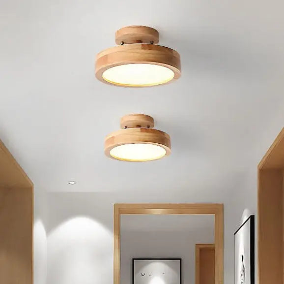 Nordic Log Round LED Semi-Flush Mount Ceiling Light Cuvalon