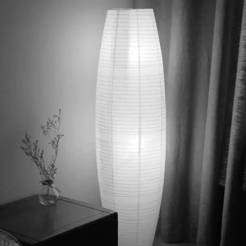 Nordic Minimalist Rice Paper Column 2-Light Standing Floor Lamp Cuvalon