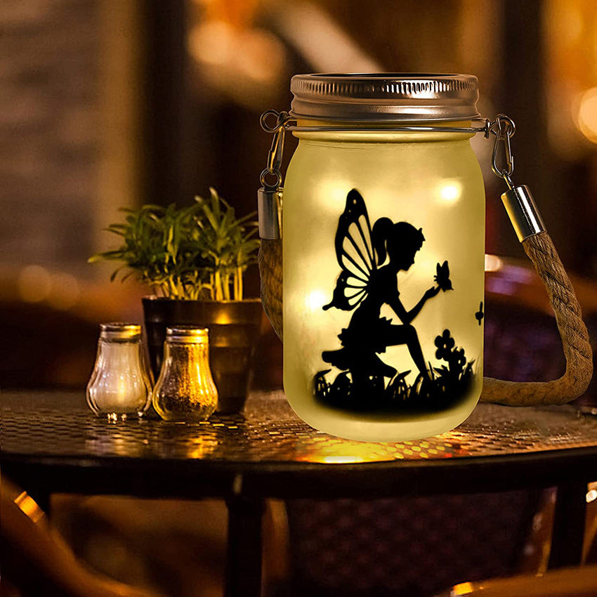Solar Creative Fairy Frosted Glass Jar LED Outdoor Light Cuvalon