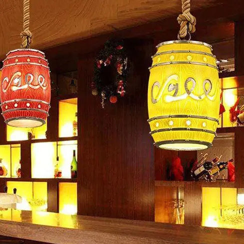 Vintage Wine Barrel Resin 1-Light Pendant Light Cuvalon