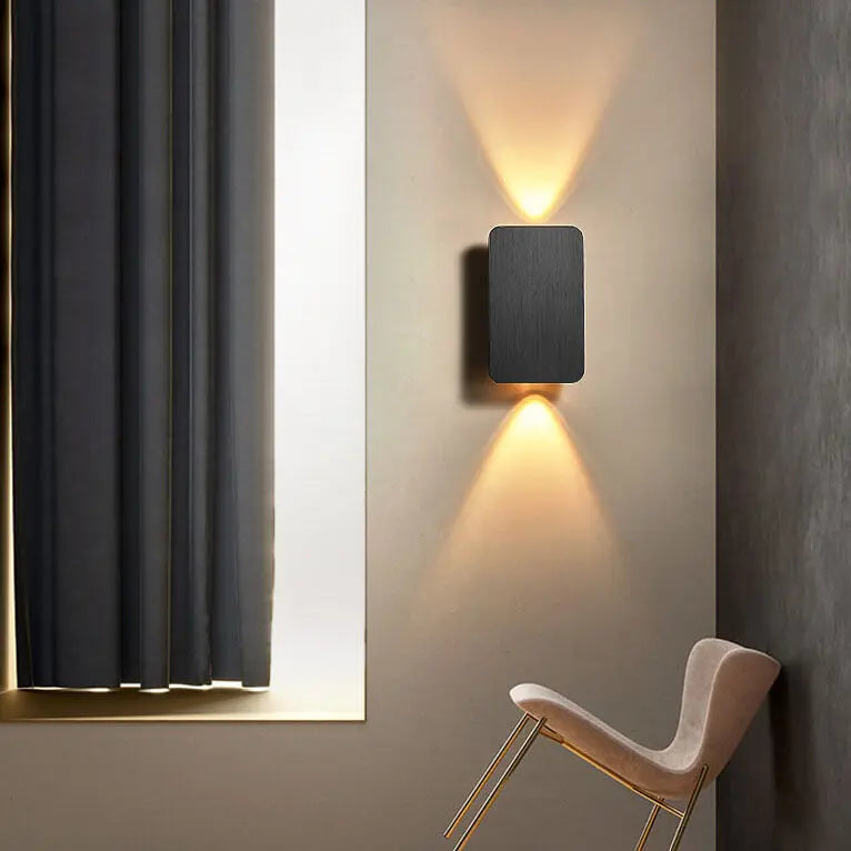 Nordic Minimalist Aluminum Rectangular Flat Panel 2-Light LED Wall Sconce Lamp Cuvalon