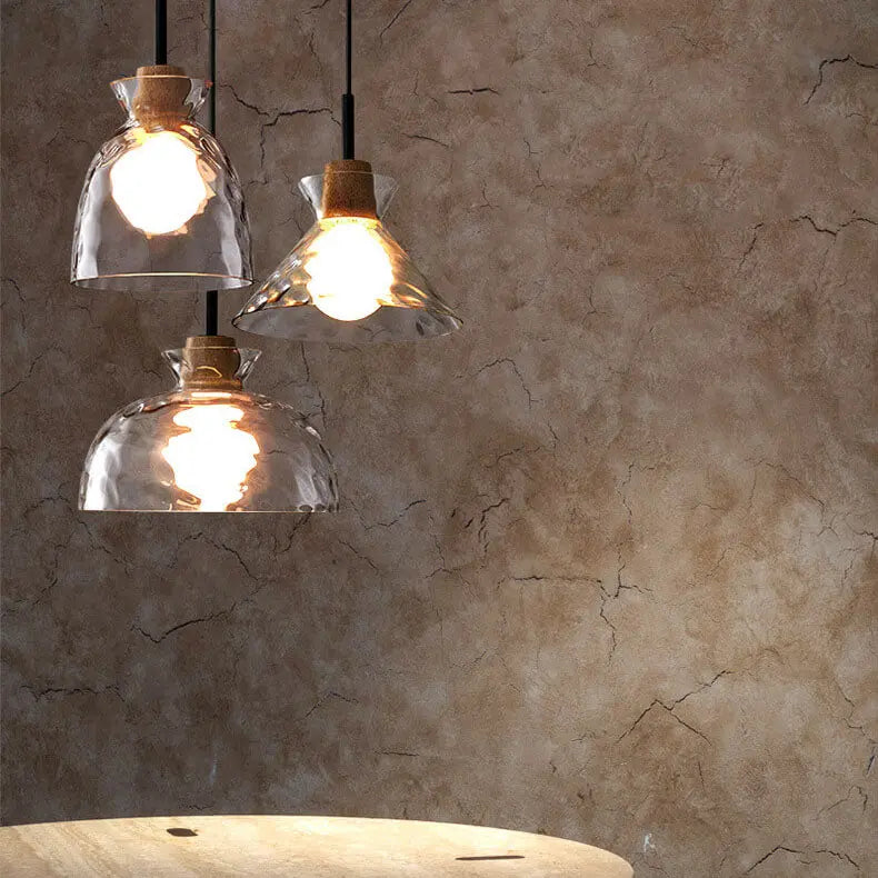 Nordic Clear Rippled Glass Shaded 1-Light Pendant Light Cuvalon