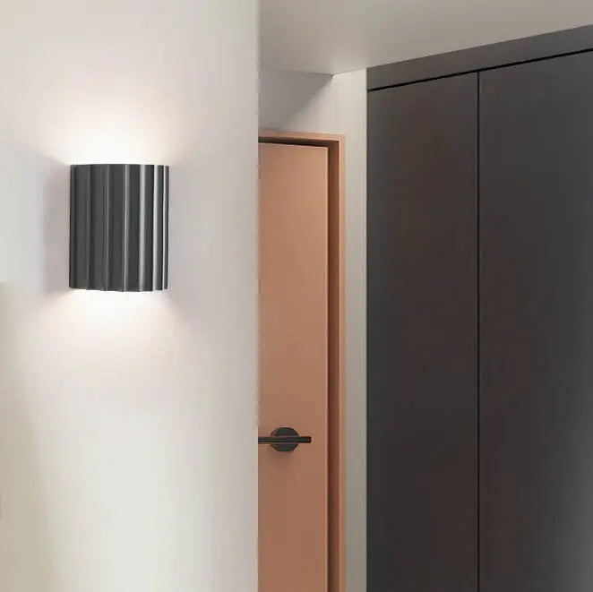 Macaron Resin Striped Half Cylinder 1-Light Wall Sconce Lamp Cuvalon