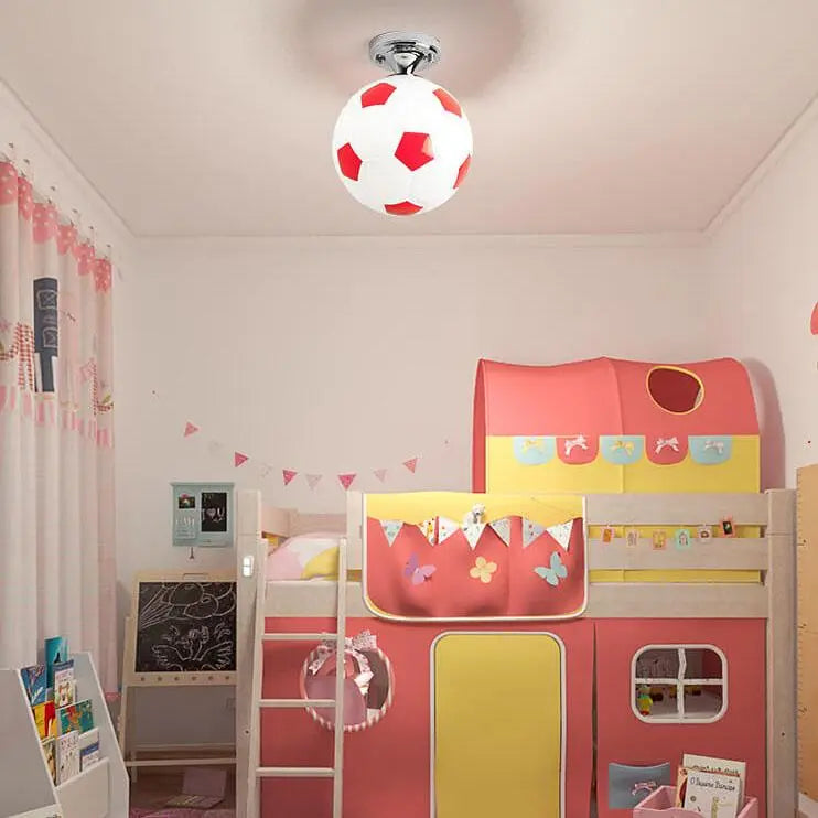 Creative Basketball Soccer Glass 1-Light Semi-Flush Mount Ceiling Light Cuvalon