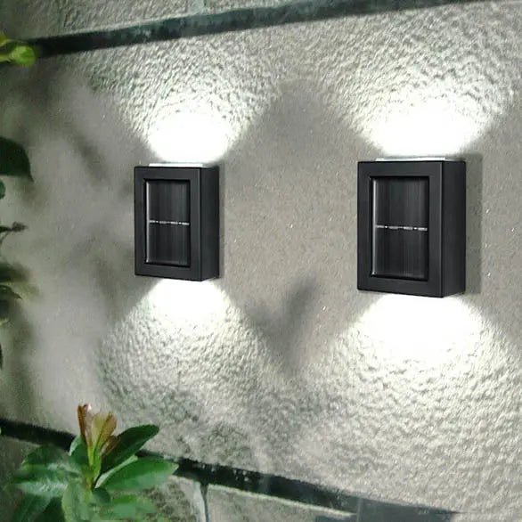 Solar Square Up and Down Lighted LED Outdoor Waterproof Garden Wall Sconce Lamp Cuvalon