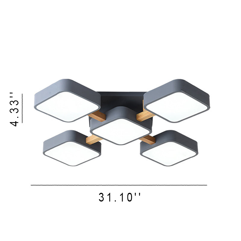 Modern Acrylic Small Cube Combination LED Flush Mount Light Cuvalon
