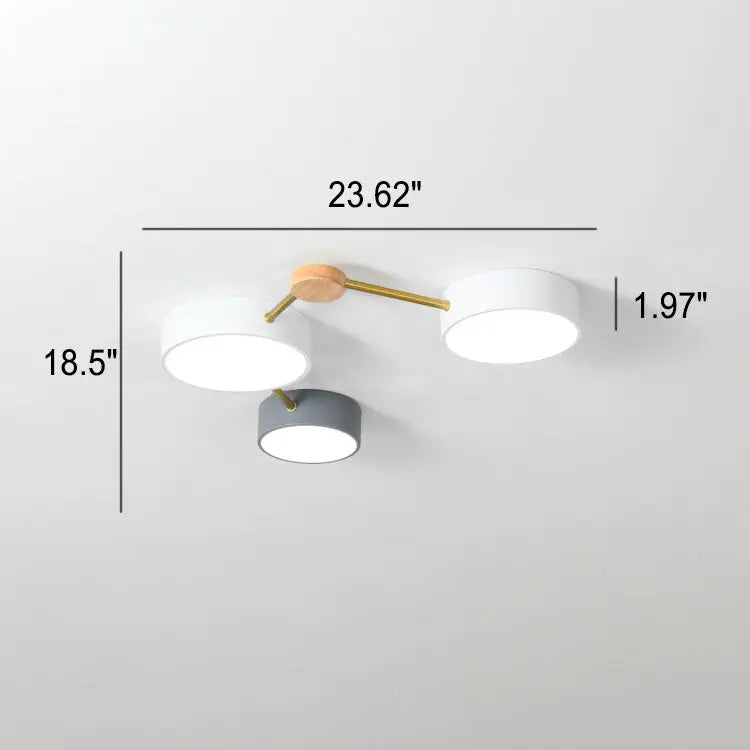 Scandinavian Minimalist Solid Wood Iron LED Flush Mount Lighting Cuvalon