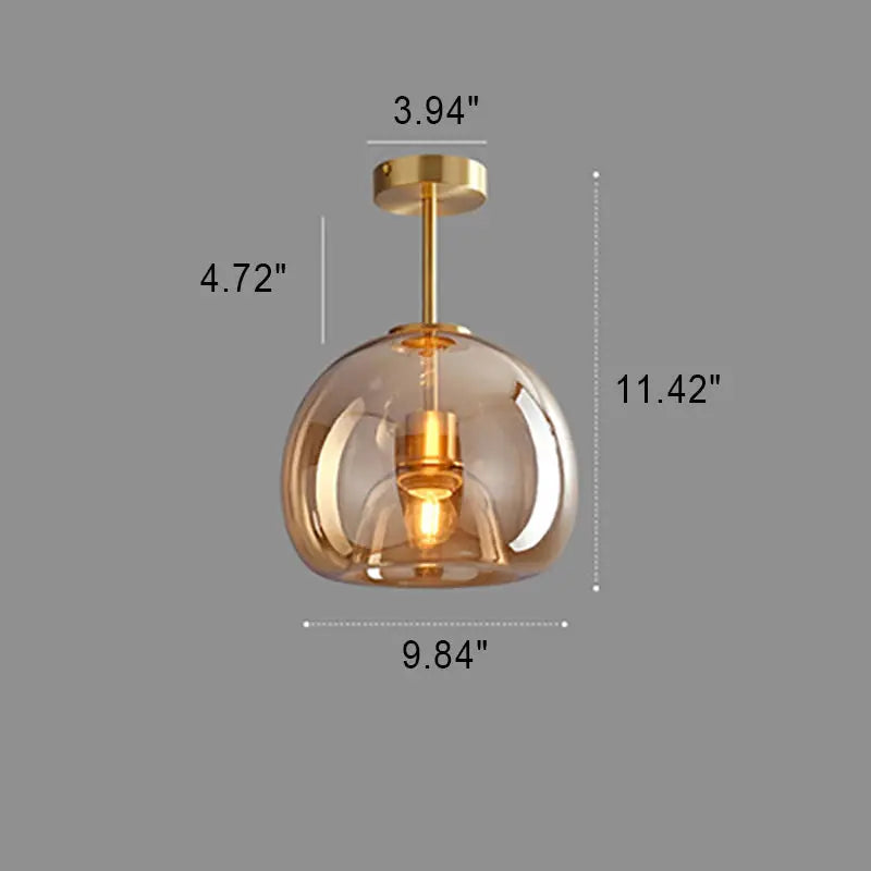 Nordic Light Luxury Round Glass Ball 1-Light Semi-Flush Mount Ceiling Light Cuvalon