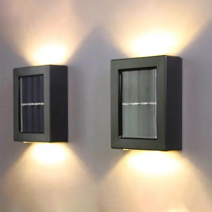 Solar Square Up and Down Lighted LED Outdoor Waterproof Garden Wall Sconce Lamp Cuvalon