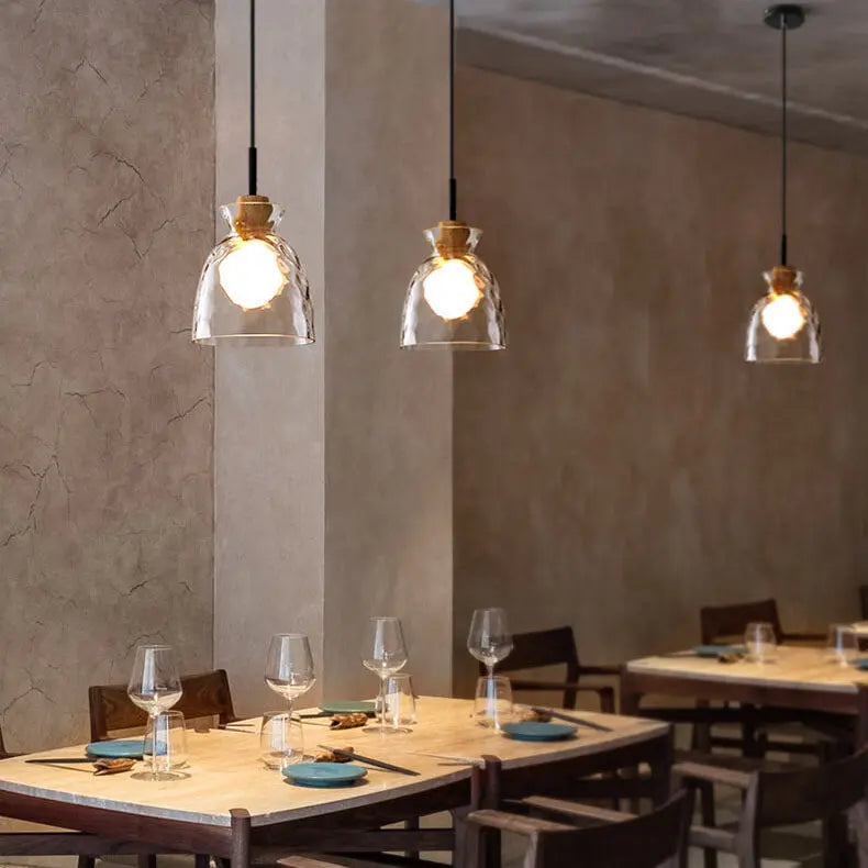 Nordic Clear Rippled Glass Shaded 1-Light Pendant Light Cuvalon