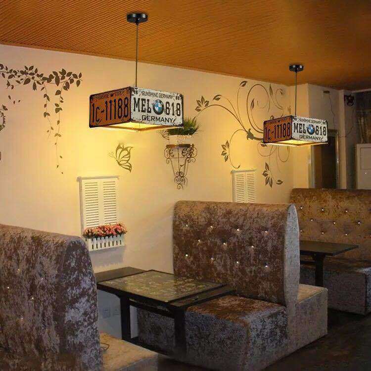 Contemporary Industrial Creative Square Rectangular License Plate Metal 3/5 Light Chandelier for Living Room Cuvalon