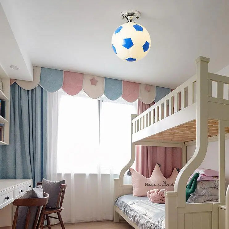 Creative Basketball Soccer Glass 1-Light Semi-Flush Mount Ceiling Light Cuvalon