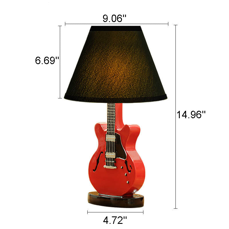 Cartoon Creative Fabric Shade Guitar 1-Light Table Lamp Cuvalon