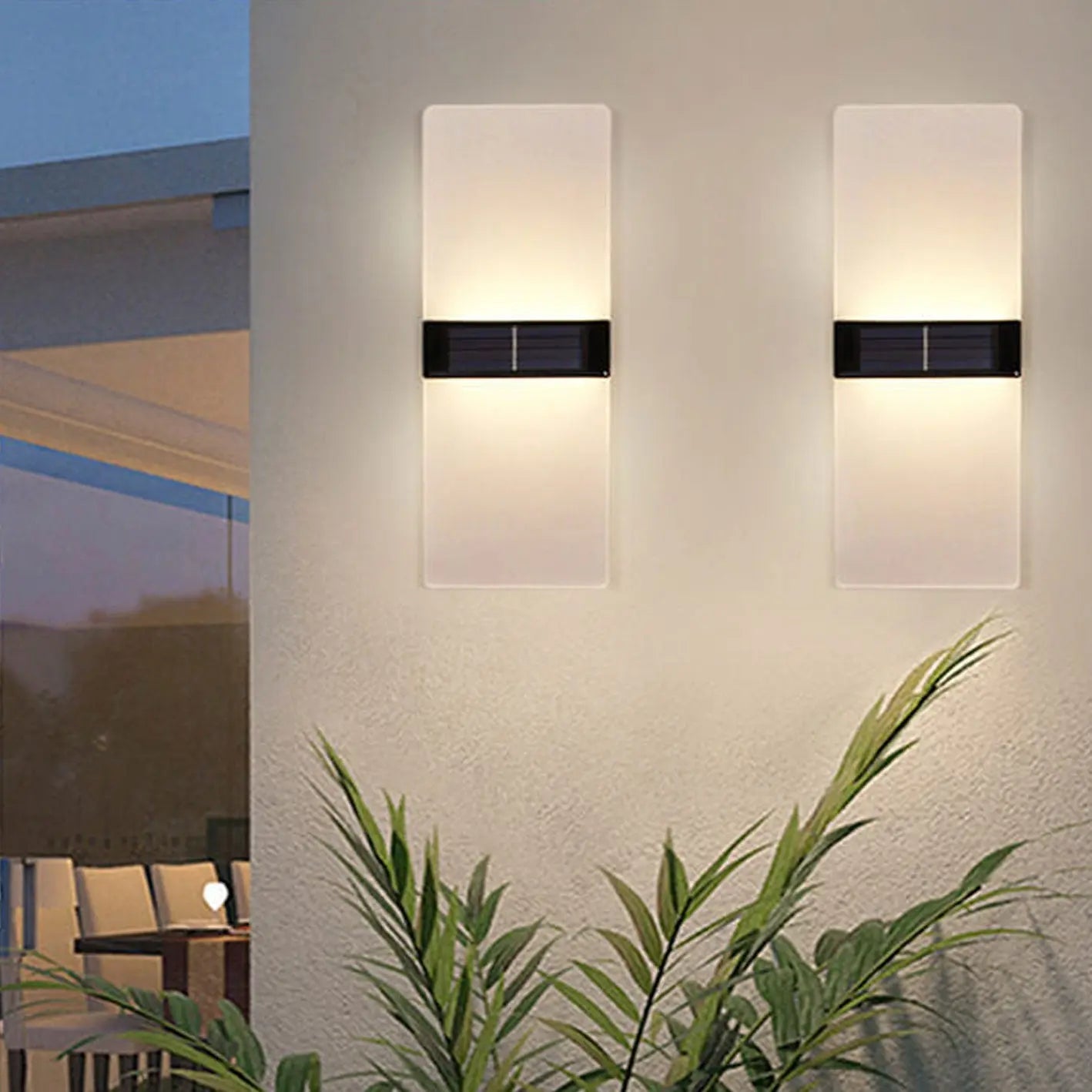 Courtyard Waterproof Acrylic LED Solar Wall Sconce Lamp Outdoor Light Cuvalon