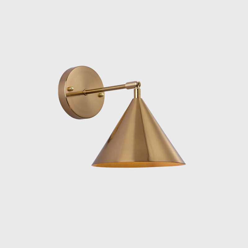 Modern Simple Iron Plated Brass Cone Round 1-Light Wall Sconce Lamp Cuvalon