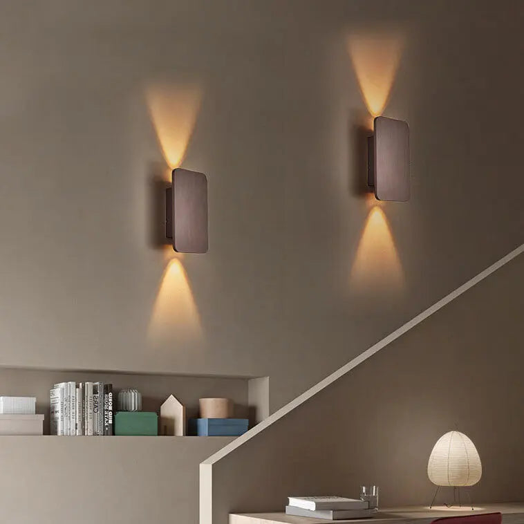 Nordic Minimalist Aluminum Rectangular Flat Panel 2-Light LED Wall Sconce Lamp Cuvalon
