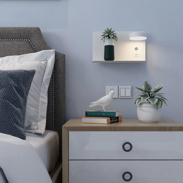 Modern Iron Square LED USB Rechargeable Wall Sconce Lamp Cuvalon
