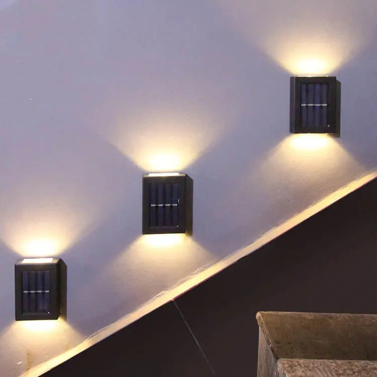 Solar Square Up and Down Lighted LED Outdoor Waterproof Garden Wall Sconce Lamp Cuvalon