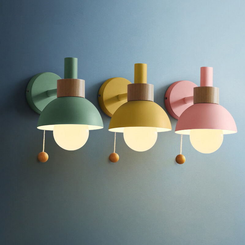 Nordic Macaron Globe 1-Light Wall Sconce Lamp Cuvalon