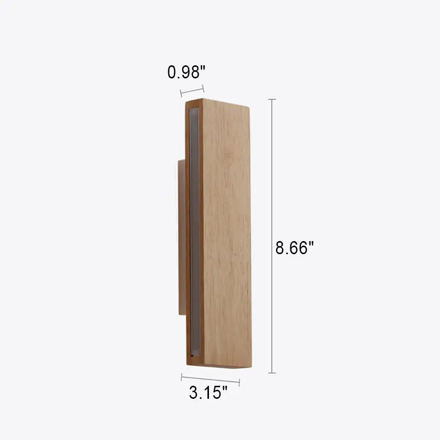 Japanese Minimalist Log Rectangular Flat Rotatable LED Wall Sconce Lamp Cuvalon
