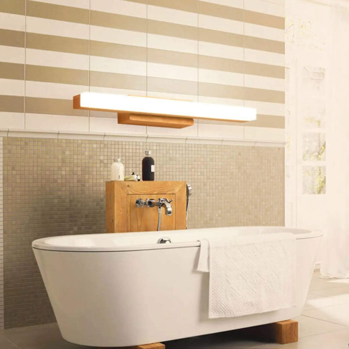 Nordic Minimalist Wooden Long Strip Vanity Light LED Wall Sconce Lamp Cuvalon