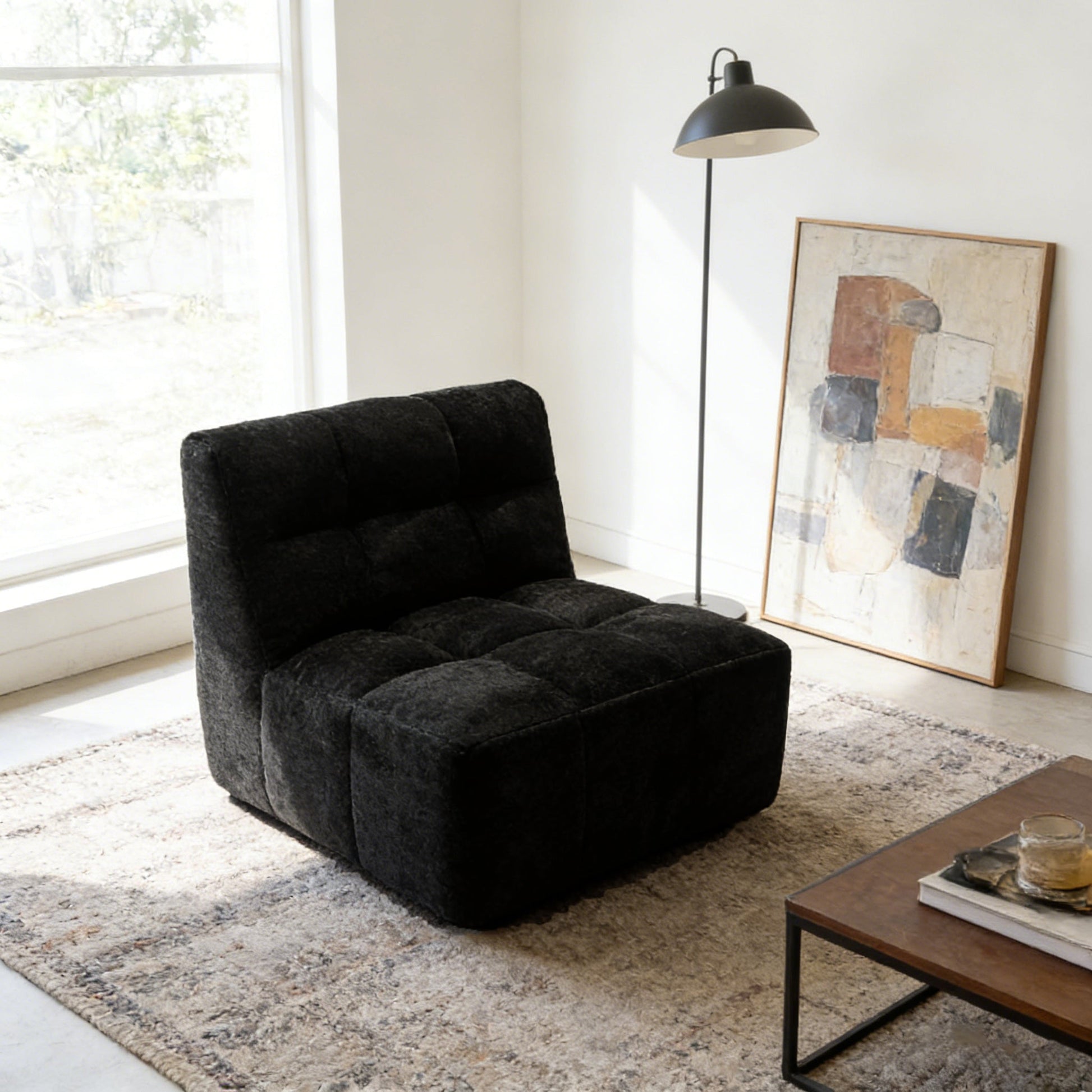 Modern Minimalist Chenille Compression Sofa - Frame-Free High Resilience Foam Portable Couch In Single & Loveseat Options For Living Room Cuvalon