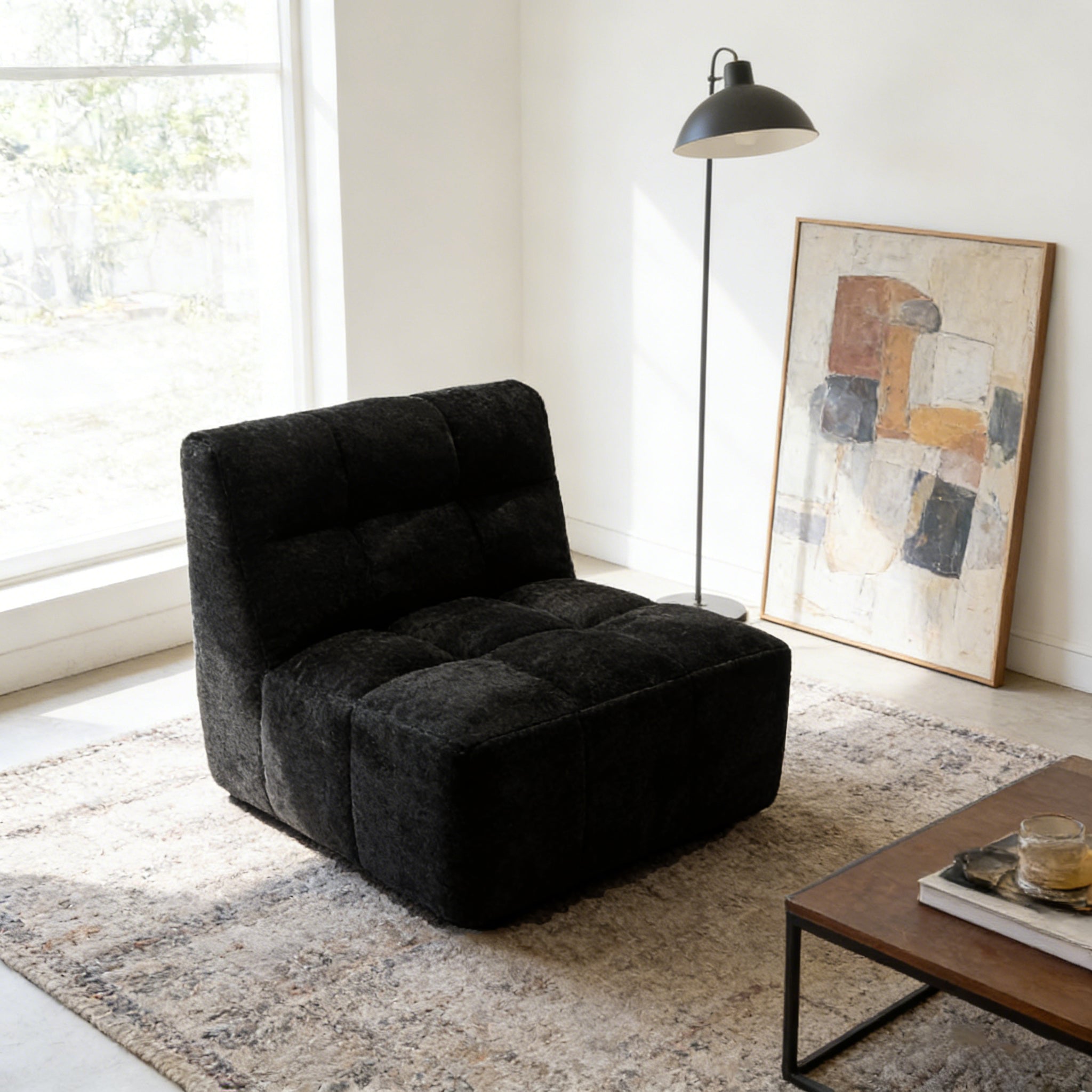 Modern Minimalist Chenille Compression Sofa - Frame-Free High Resilience Foam Portable Couch In Single & Loveseat Options For Living Room Cuvalon