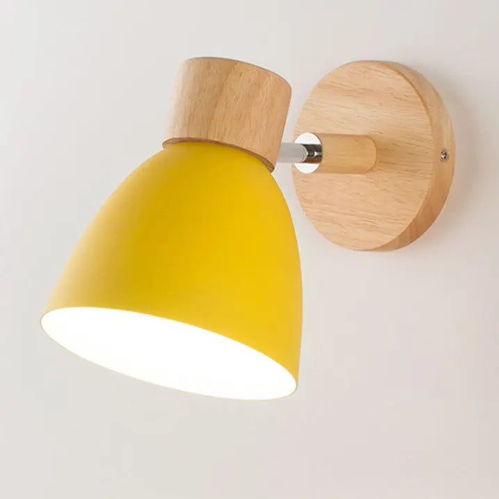 Modern Minimalist Solid Color Macaron Iron Wood 1-Light Wall Sconce Lamp Cuvalon