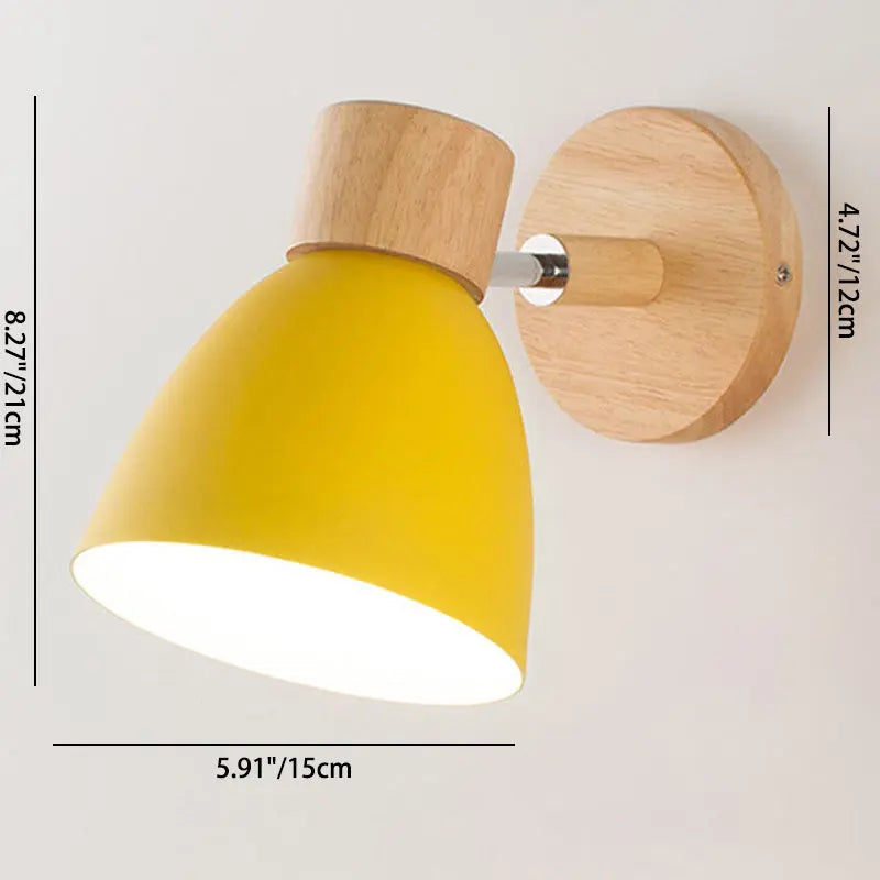 Modern Minimalist Solid Color Macaron Iron Wood 1-Light Wall Sconce Lamp Cuvalon