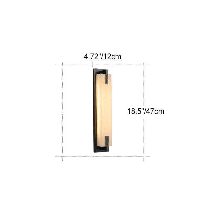 Modern Transitional Rectangular Copper Marble LED Outdoor Wall Sconce Lamp For Outdoor Patio Cuvalon