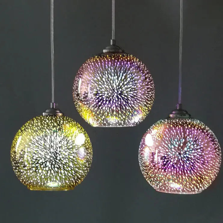 Modern Creative 3D Colorful Fireworks Glass 1-Light Dome Pendant Light Cuvalon